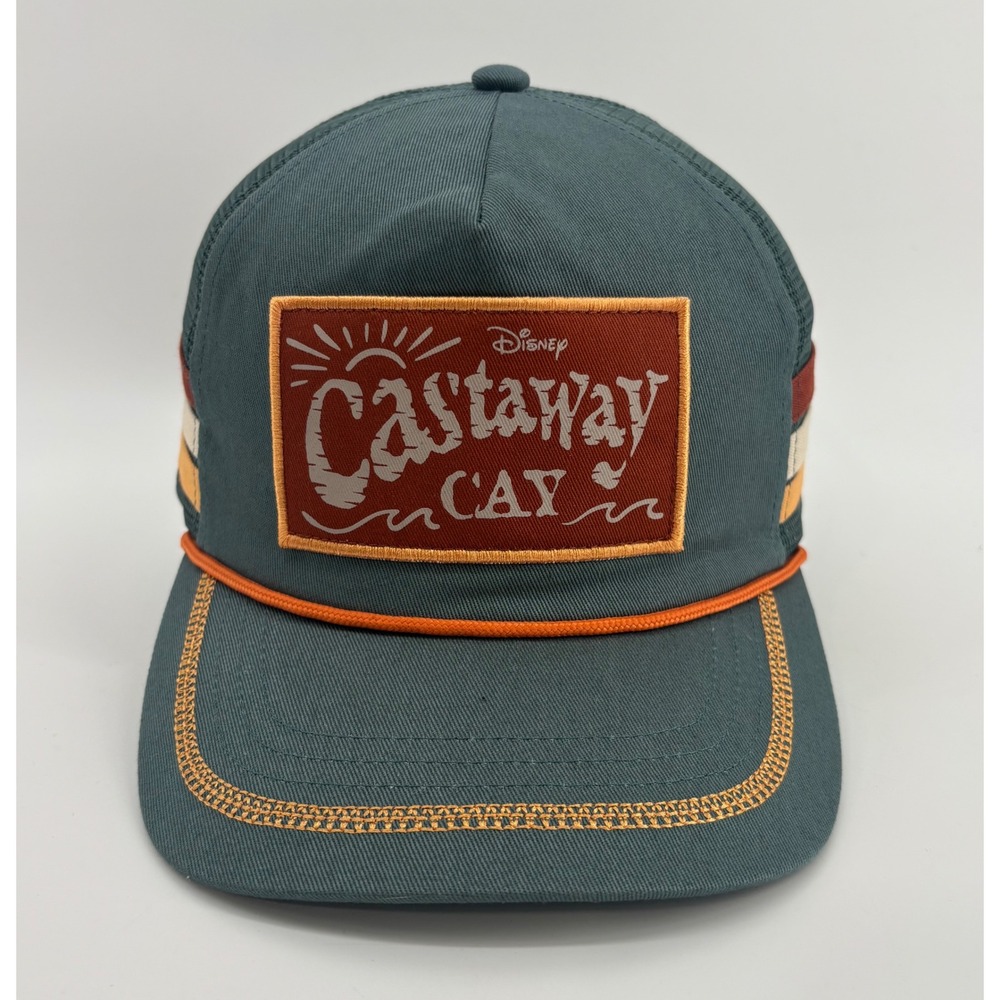 Disney Castaway Cay Trucker Hat Men's OS Green Patch Mesh Snapback Rope